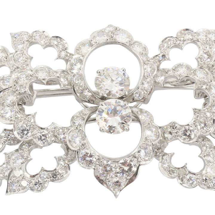 David Webb Diamond Platinum Brooch Floral Design