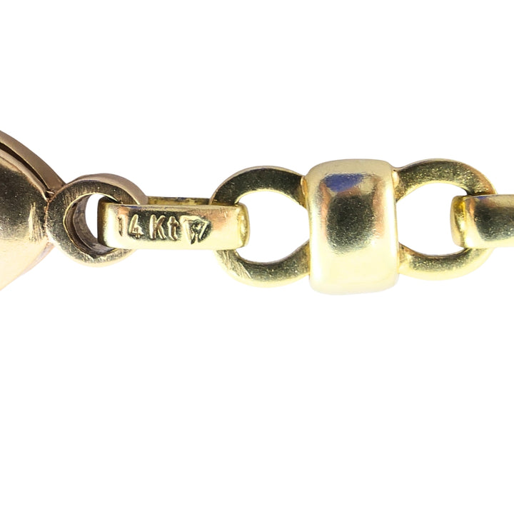 Vintage 14k Gold Alternating Link Chain Necklace, West Germany