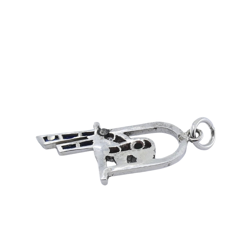 Antique Platinum Parrot Charm Gemstone Diamond Accents