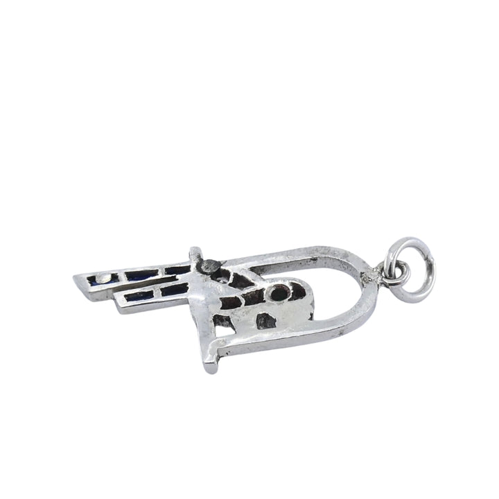 Antique Platinum Parrot Charm Gemstone Diamond Accents