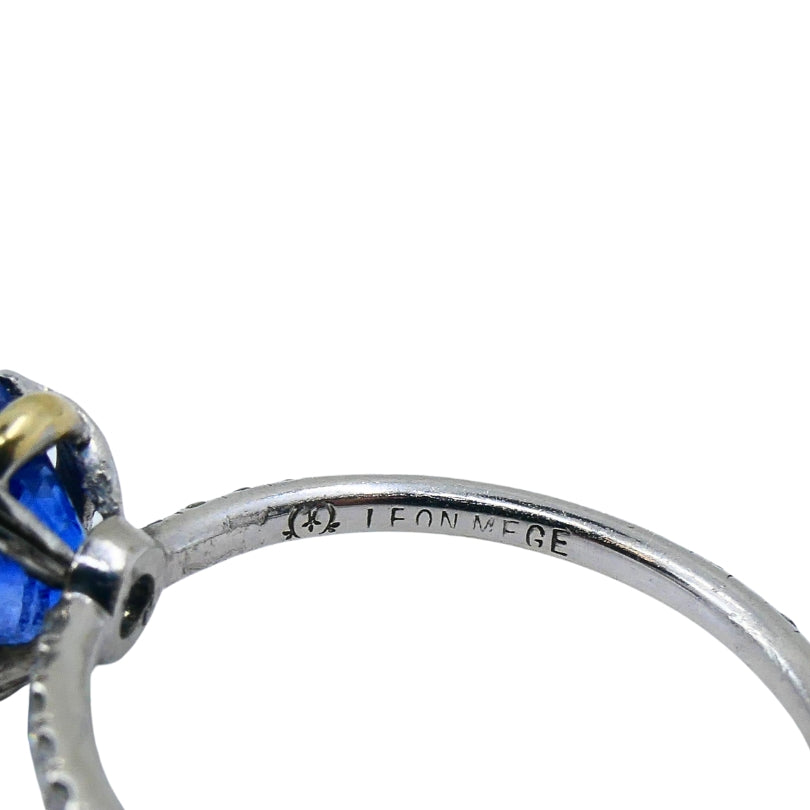 Platinum Sapphire Diamond Ring Vintage Jewelry