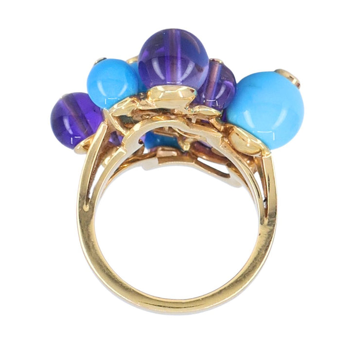 Cartier Délices de Goa 18k Rose Gold Diamond Turquoise Amethyst Ring