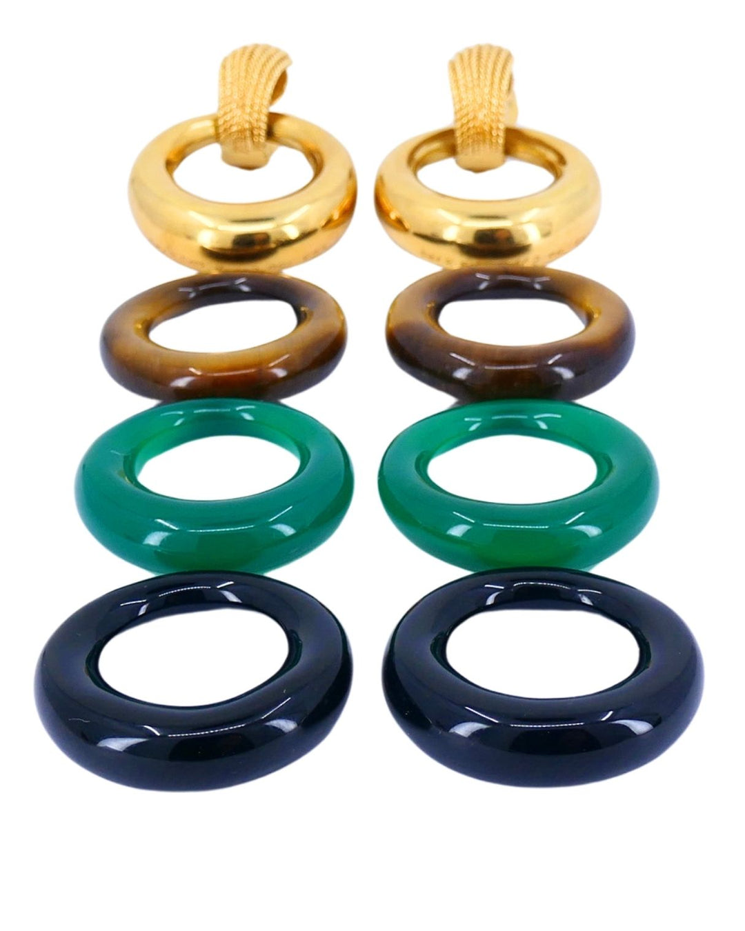 Van Cleef & Arpels 18k Gold Hoop Earrings Interchangeable Gemstone Inserts