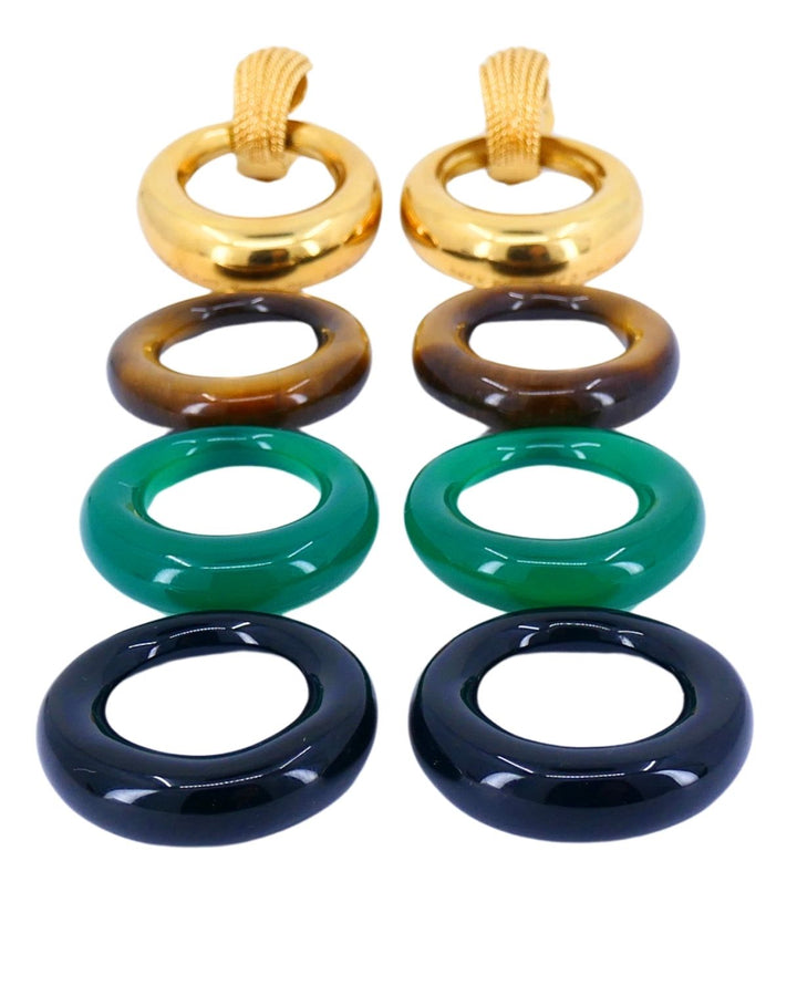 Van Cleef & Arpels 18k Gold Hoop Earrings Interchangeable Gemstone Inserts