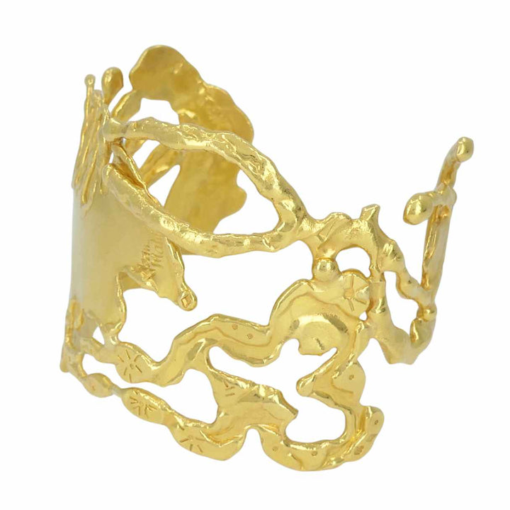 Vintage Jean Mahie 22k Gold Sculptural Cuff Bracelet