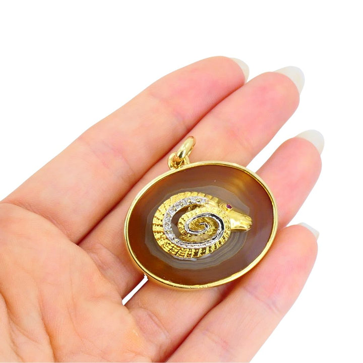 Vintage 18k Gold Diamond Ruby Aries Ram Astrology Pendant