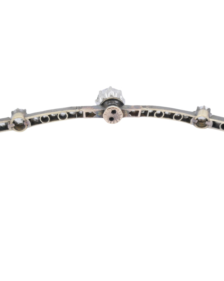 Antique 18k Gold Silver Diamond Choker Necklace French Jewelry