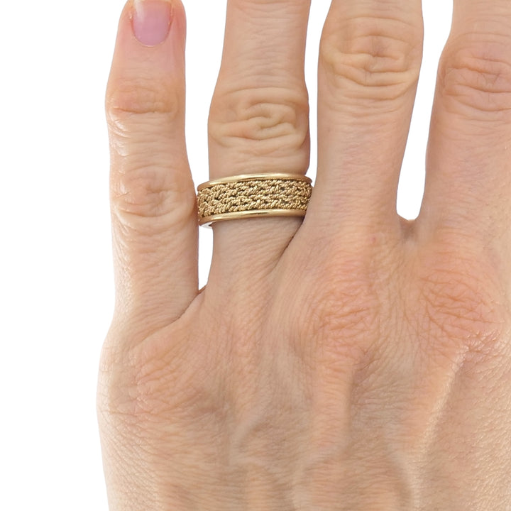 14k Woven Gold Ring Vintage Band Ring
