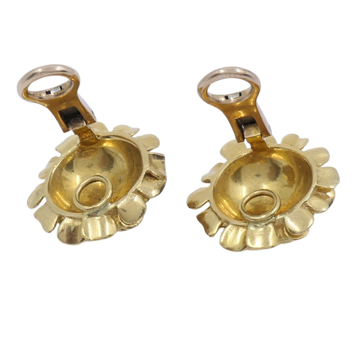 Vintage Kutchinsky 18k Gold Floral Cluster Clip-On Earrings, London