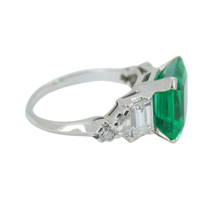 Colombian Emerald Engagement Ring GIA Platinum Diamond