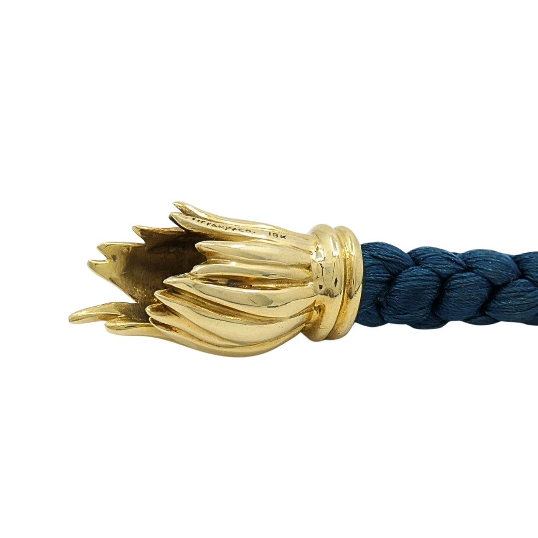 Tiffany & Co. 18k Gold Tulip Clasp Braided Cord Necklace