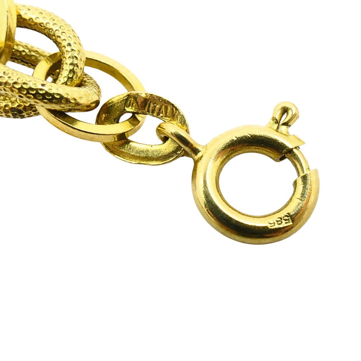 Vintage Italian 14k Textured Link Long Chain Necklace
