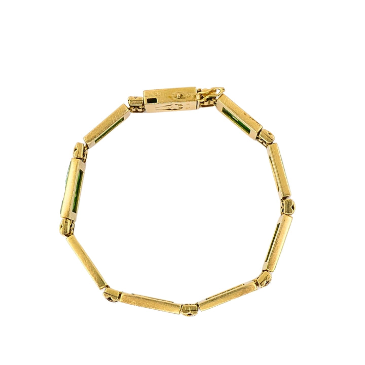 Vintage 18k Gold Jade Diamond Bracelet