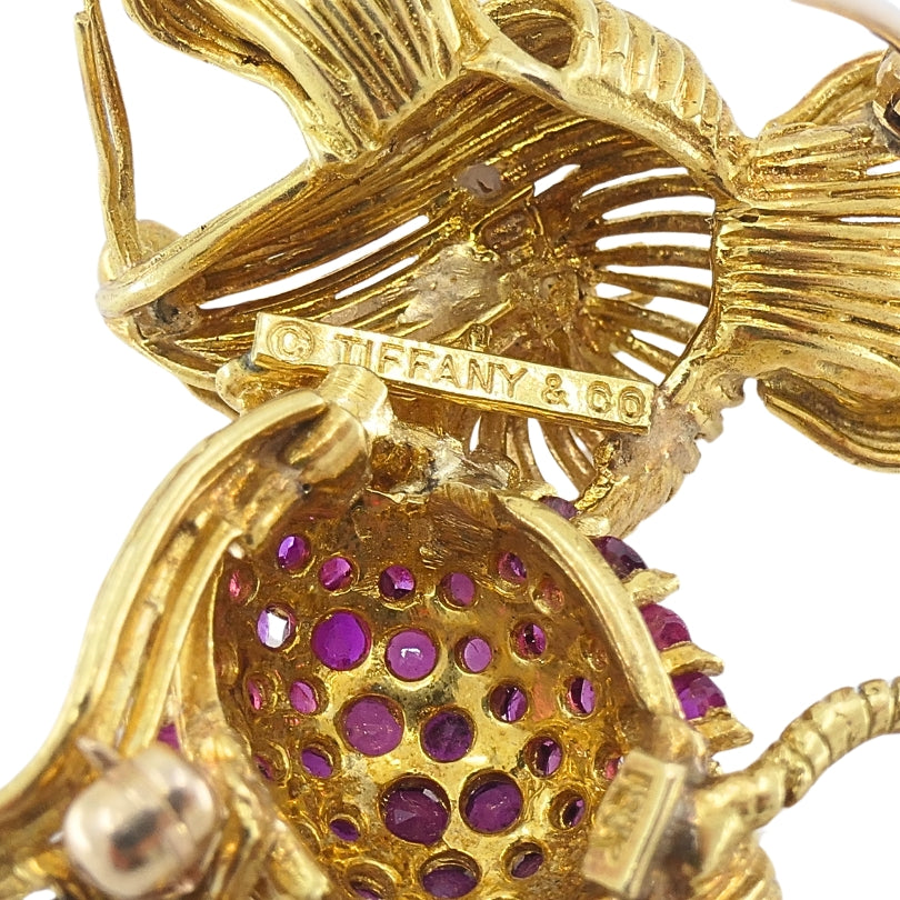 Tiffany & Co. 18K Gold Ruby Emerald Mouse Brooch