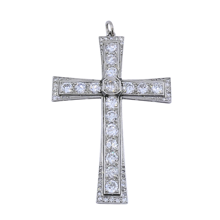 Art Deco Platinum Diamond Cross Pendant