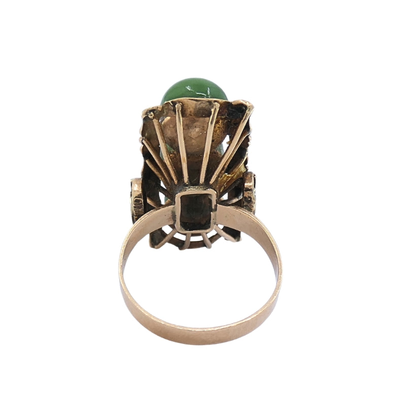 Vintage Jade Ring 14k Gold Bamboo Motif