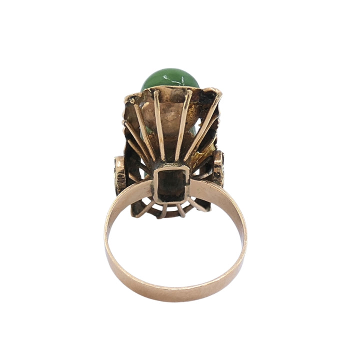 Vintage Jade Ring 14k Gold Bamboo Motif
