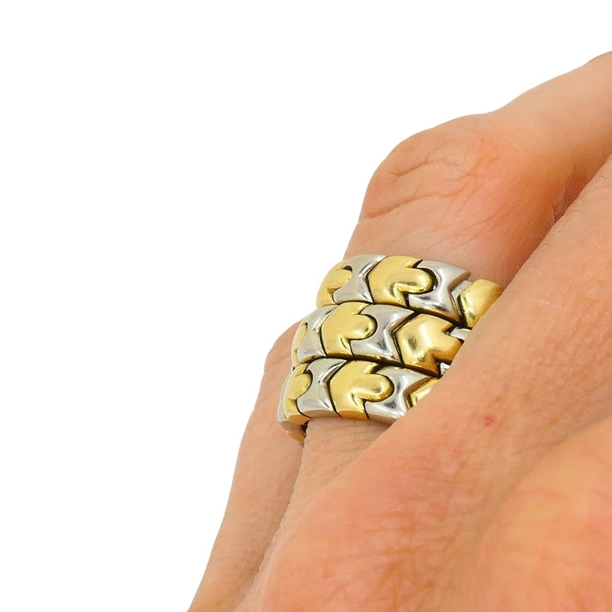 Bvlgari Bulgari Two-Tone Gold Ring Wrap Around 18k