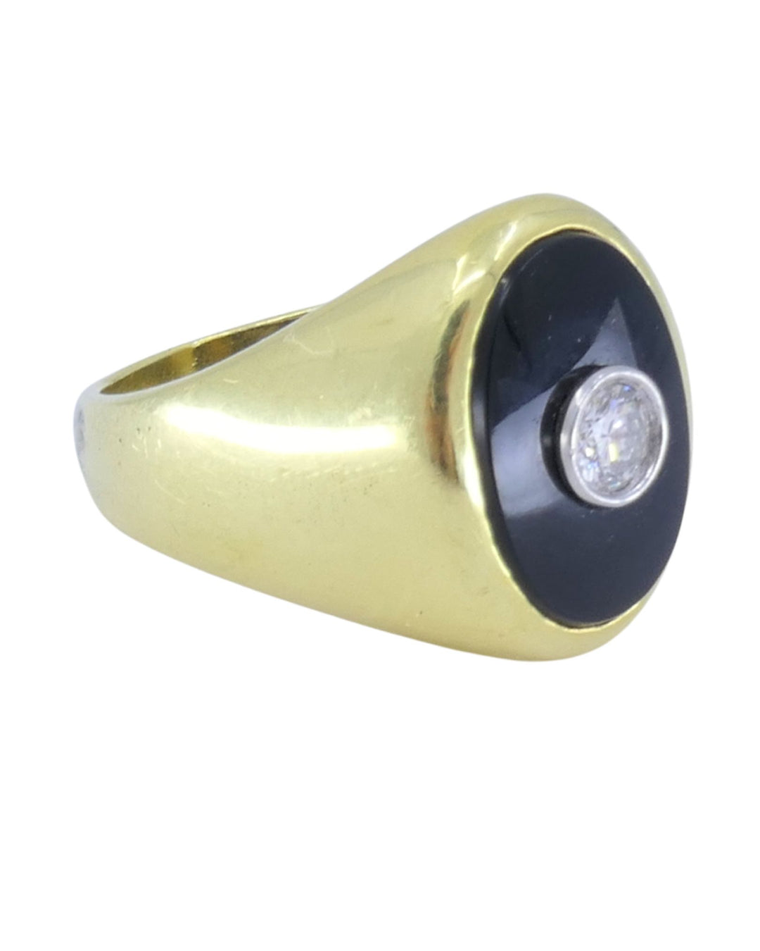 Cartier Ring 18k Gold Signet Ring Diamond Onyx