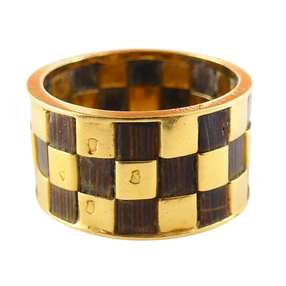 Vintage Van Cleef & Arpels 18k Gold Wooden Band Ring 5.5