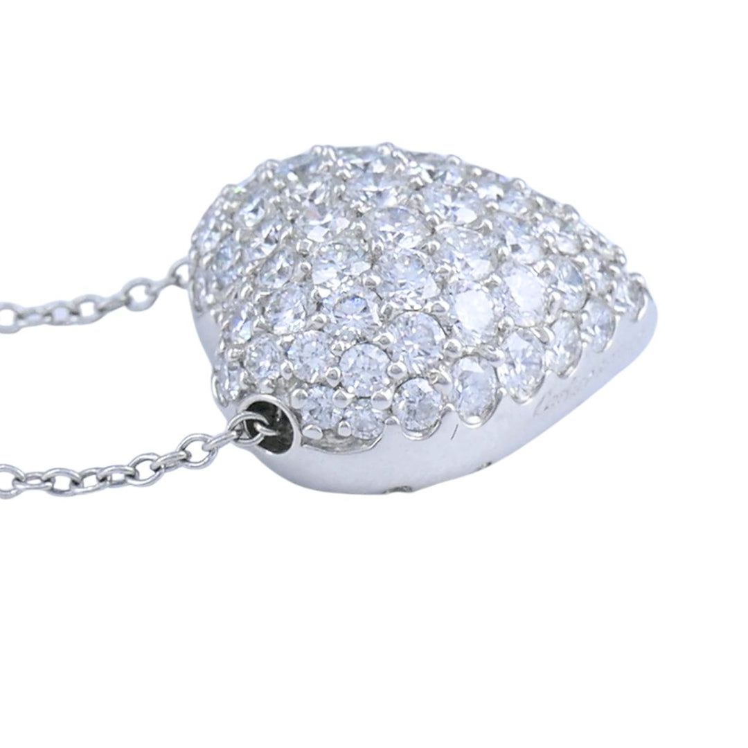 Cartier Pave Diamond Platinum Heart Pendant Necklace