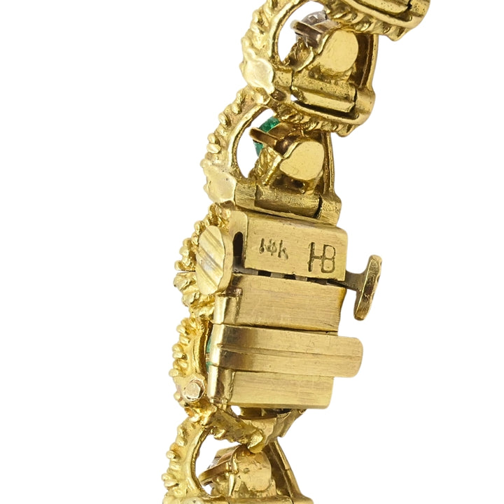 Hammerman Brothers 14k Gold Diamond Emerald Link Bracelet Vintage Estate
