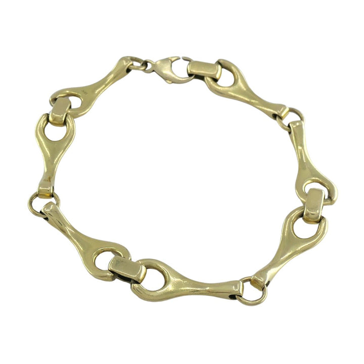 Vintage 18k Yellow Gold Equestrian Horse Bit Stirrup Link Bracelet Circa 1980s