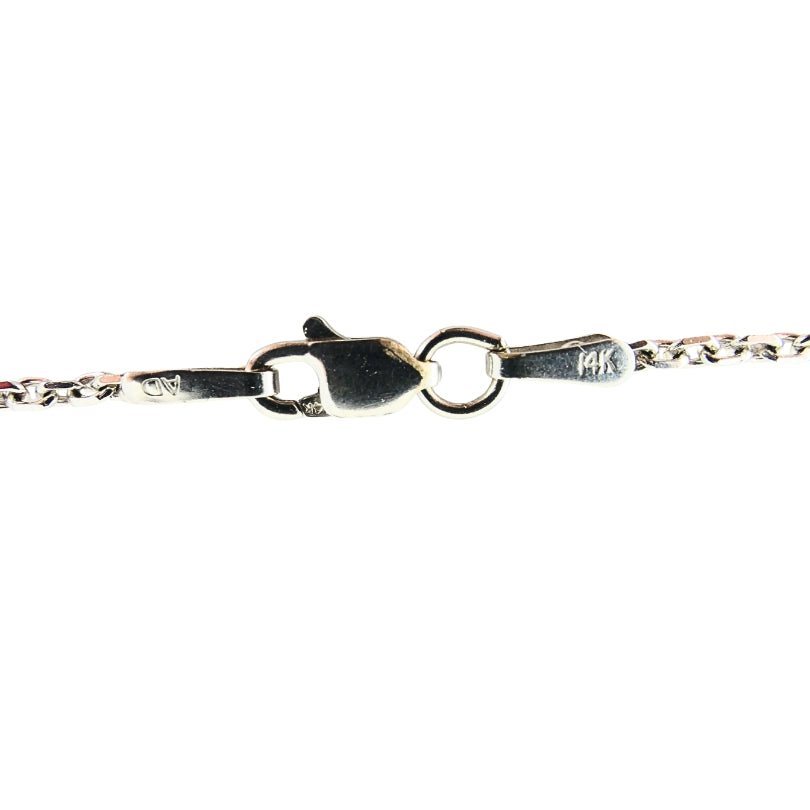 14k White Gold Diamond Crown Pendant Necklace