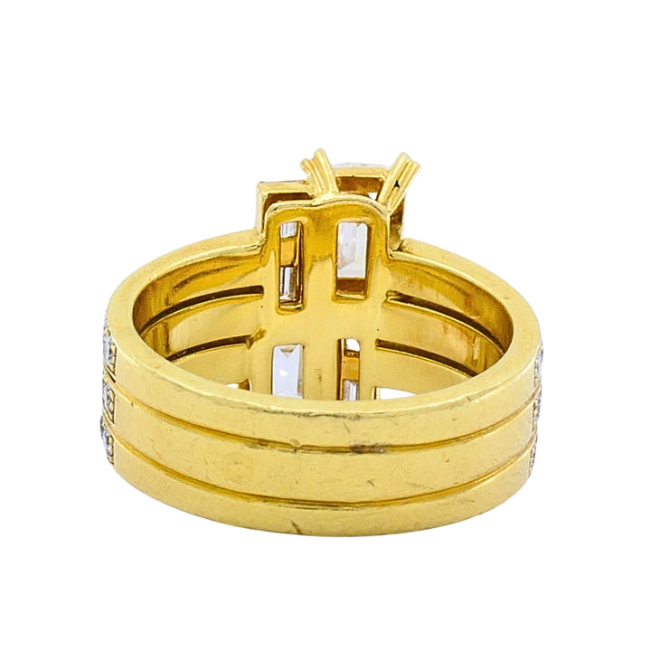 Chaumet 18k Gold Emerald Cut Baguette Diamond Cocktail Ring