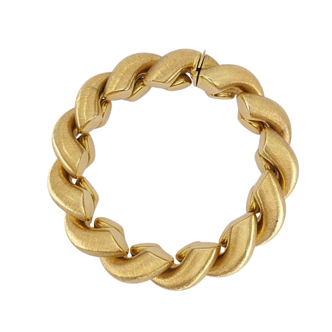 Vintage Italian 18k Gold Textured San Marco Style Link Bracelet