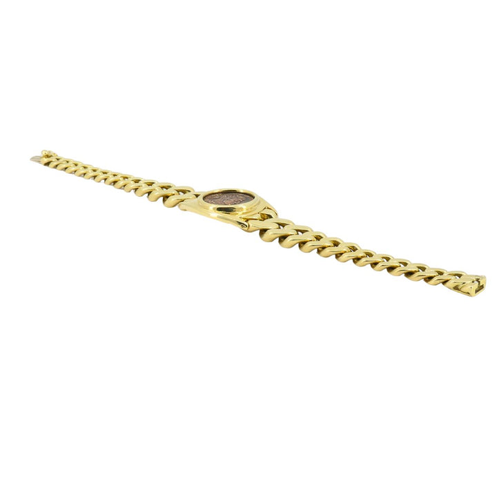 Vintage Bvlgari 18k Gold Monete Bronze Ancient Coin Curblink Bulgari Bracelet