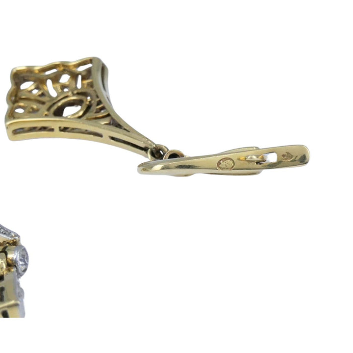 Antique 18k Gold Platinum Old Cut Diamond Drop Earrings
