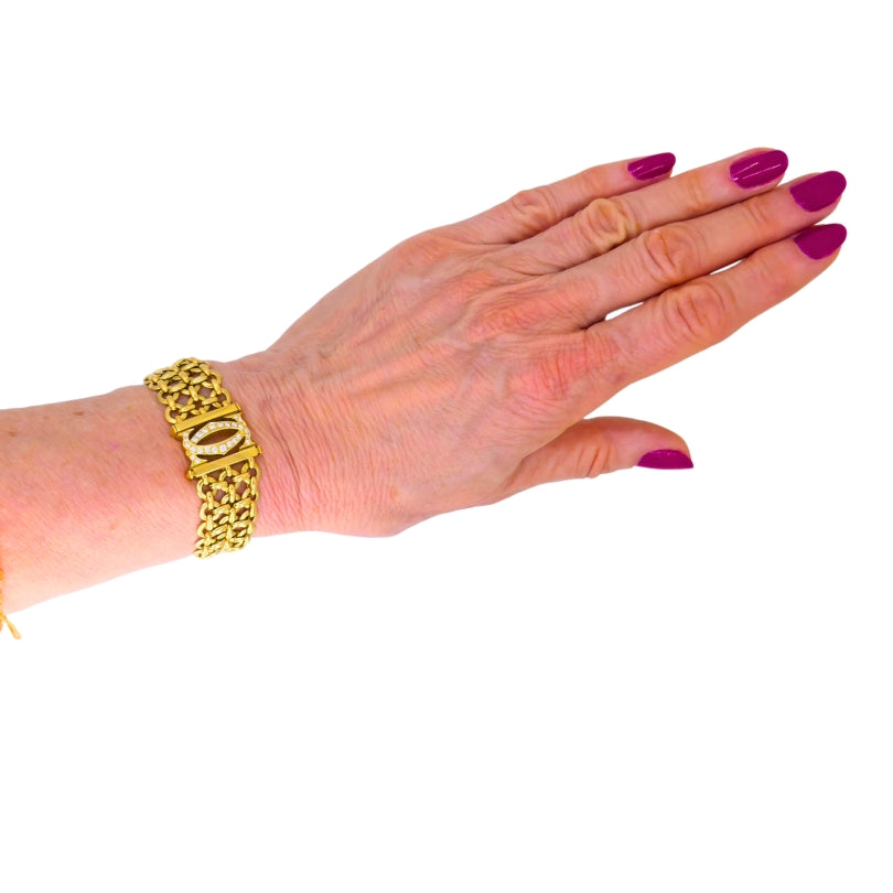 Cartier Double C Penelope Bracelet 18k Gold Diamond Link Bracelet
