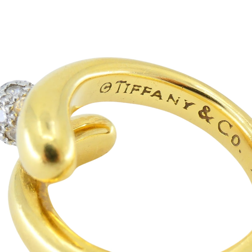 Tiffany & Co. 18k Gold & Platinum Pave Diamond Bypass Ring