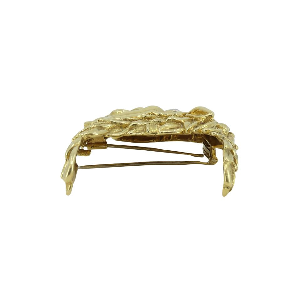 David Webb Lion Leo 18k Gold Diamond Astrological Pin Brooch