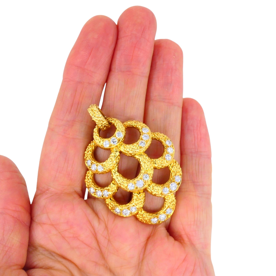 Diamond Necklace 18k Gold Vintage Scalloped - Fred Paris