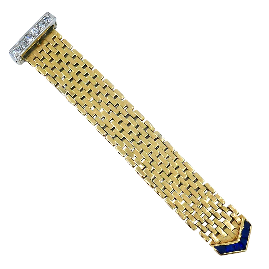 Vintage 14k Gold Platinum Diamond Sapphire Buckle Ring