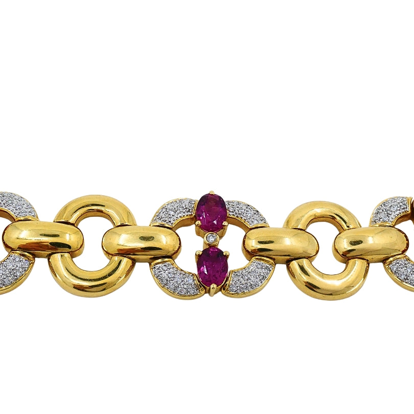 Vintage 18k Gold Tourmaline Diamond Bracelet