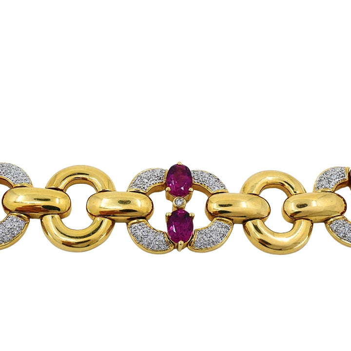 Vintage 18k Gold Tourmaline Diamond Bracelet