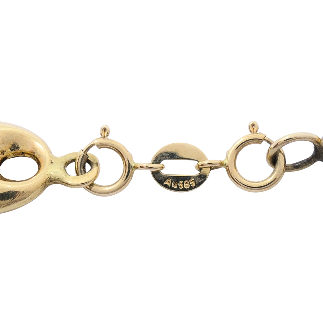 Vintage 14k Gold Tiger's Eye Mariner Link Necklace