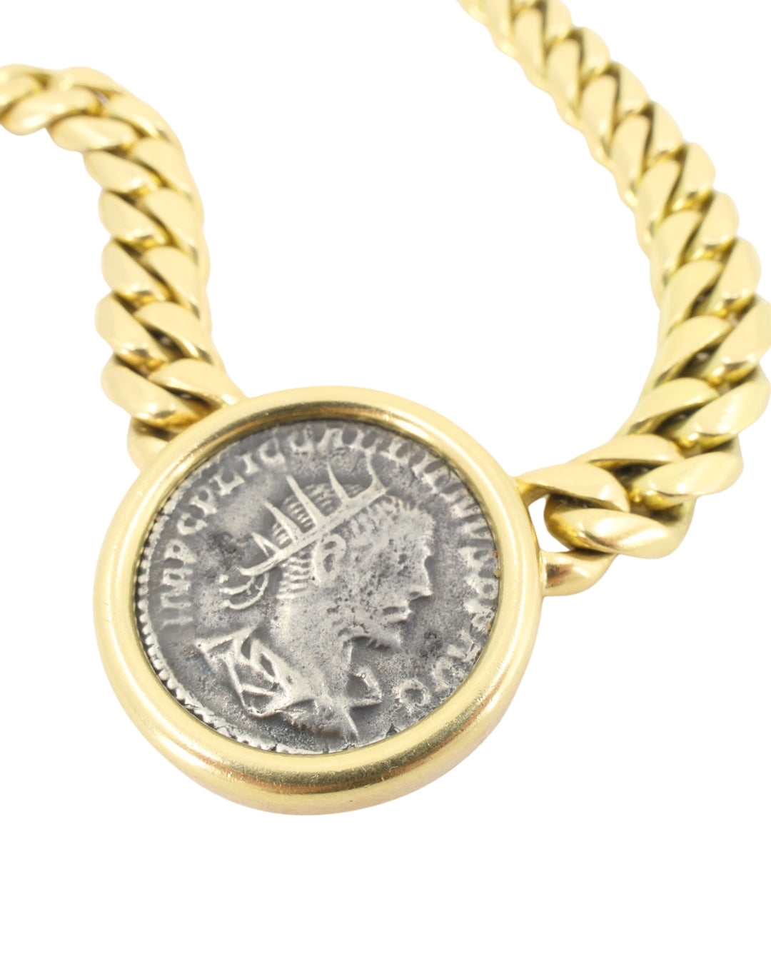 Bvlgari Vintage Bulgari Monete Necklace 18k Gold & Roman Coin