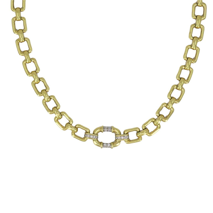 Vintage Cartier 18k Gold Diamond Square Link Collar Necklace