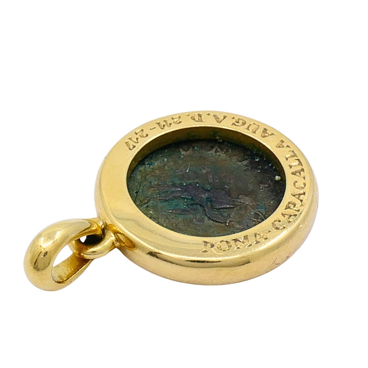 Bvlgari Monete Ancient Roman Coin Pendant 18k Gold, Caracalla AD 211-217
