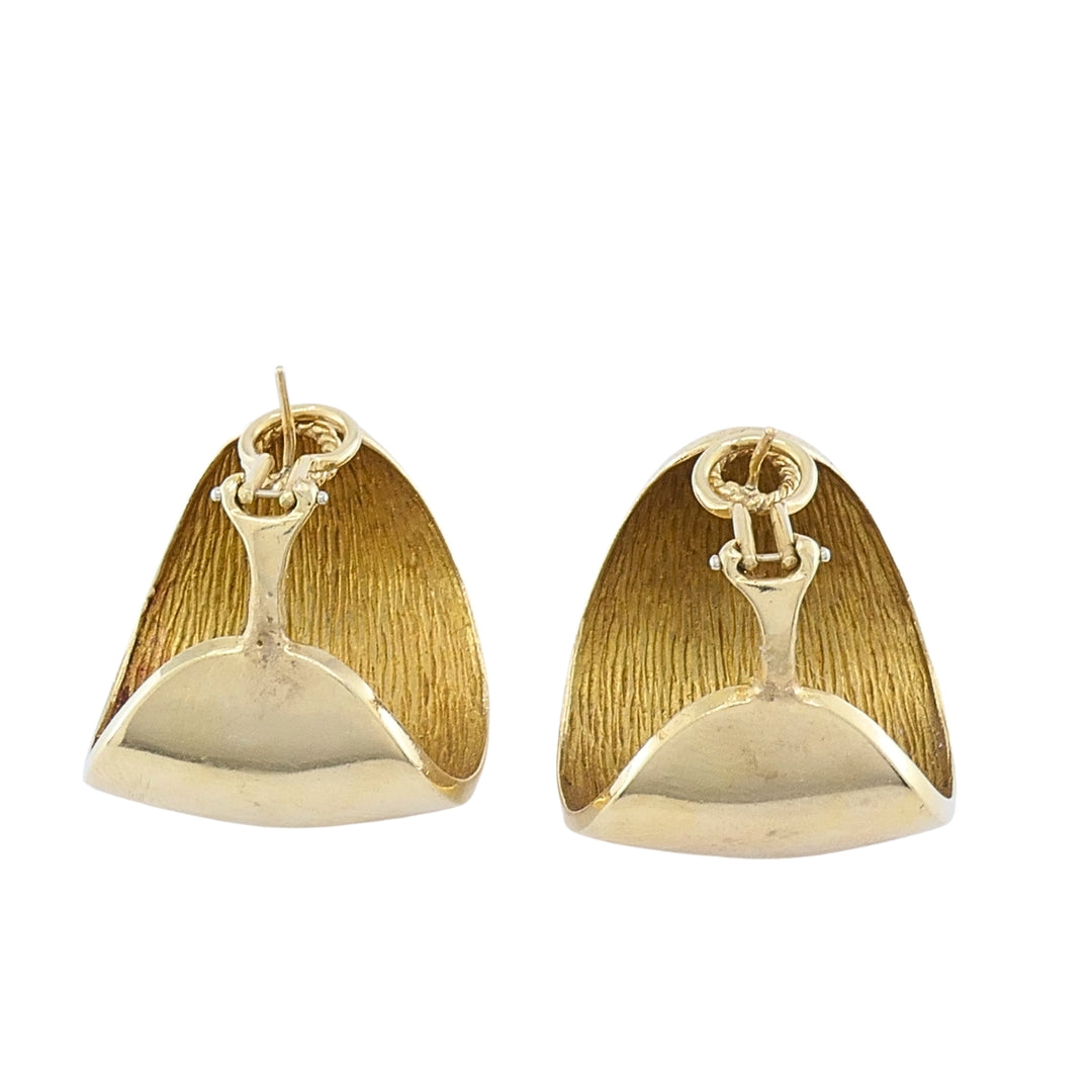 Vintage 14k Gold Sculptural Hoop Earrings