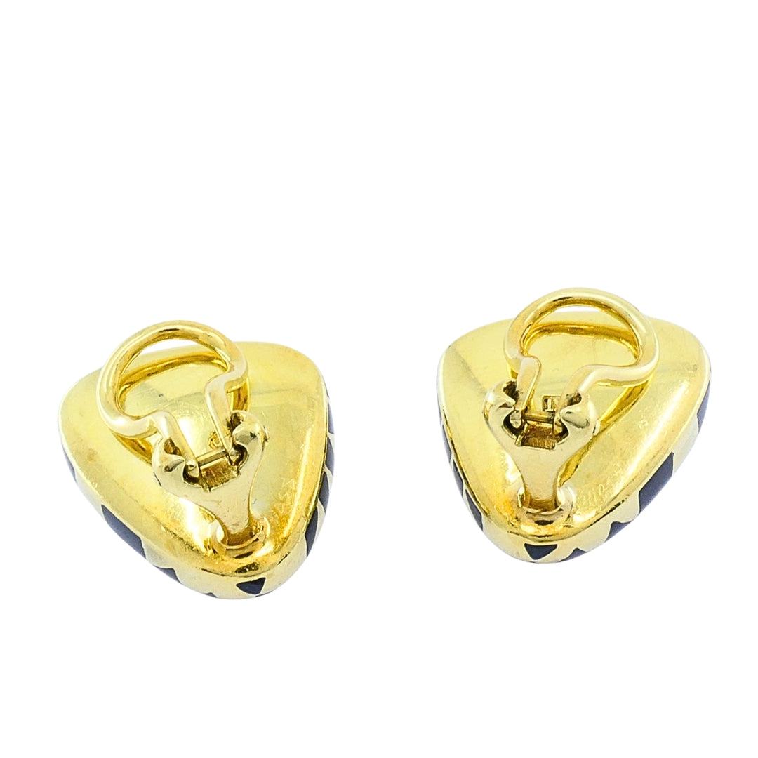 Tiffany & Co. 18k Gold Black Inlay Checkerboard Clip-On Earrings