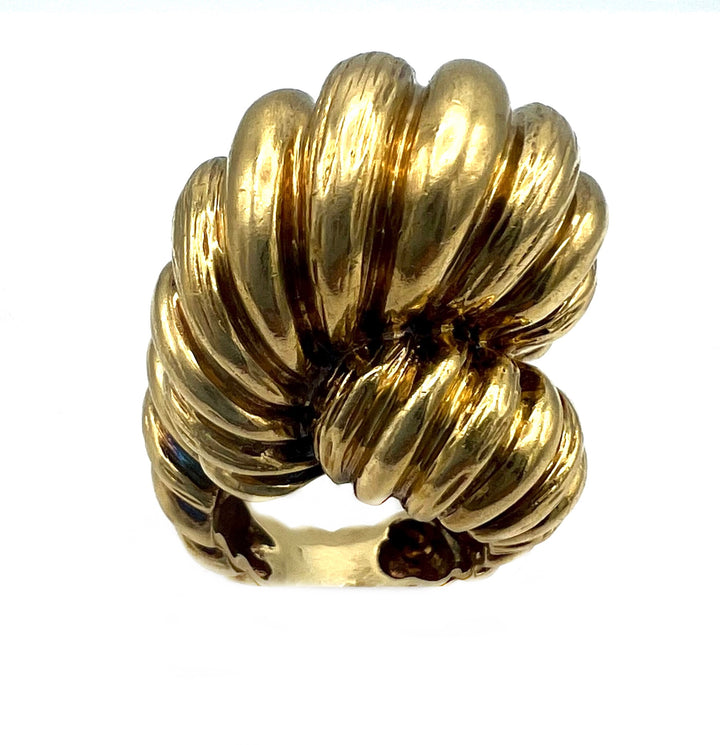 Vintage French 18k Gold Ring Snail Swirl