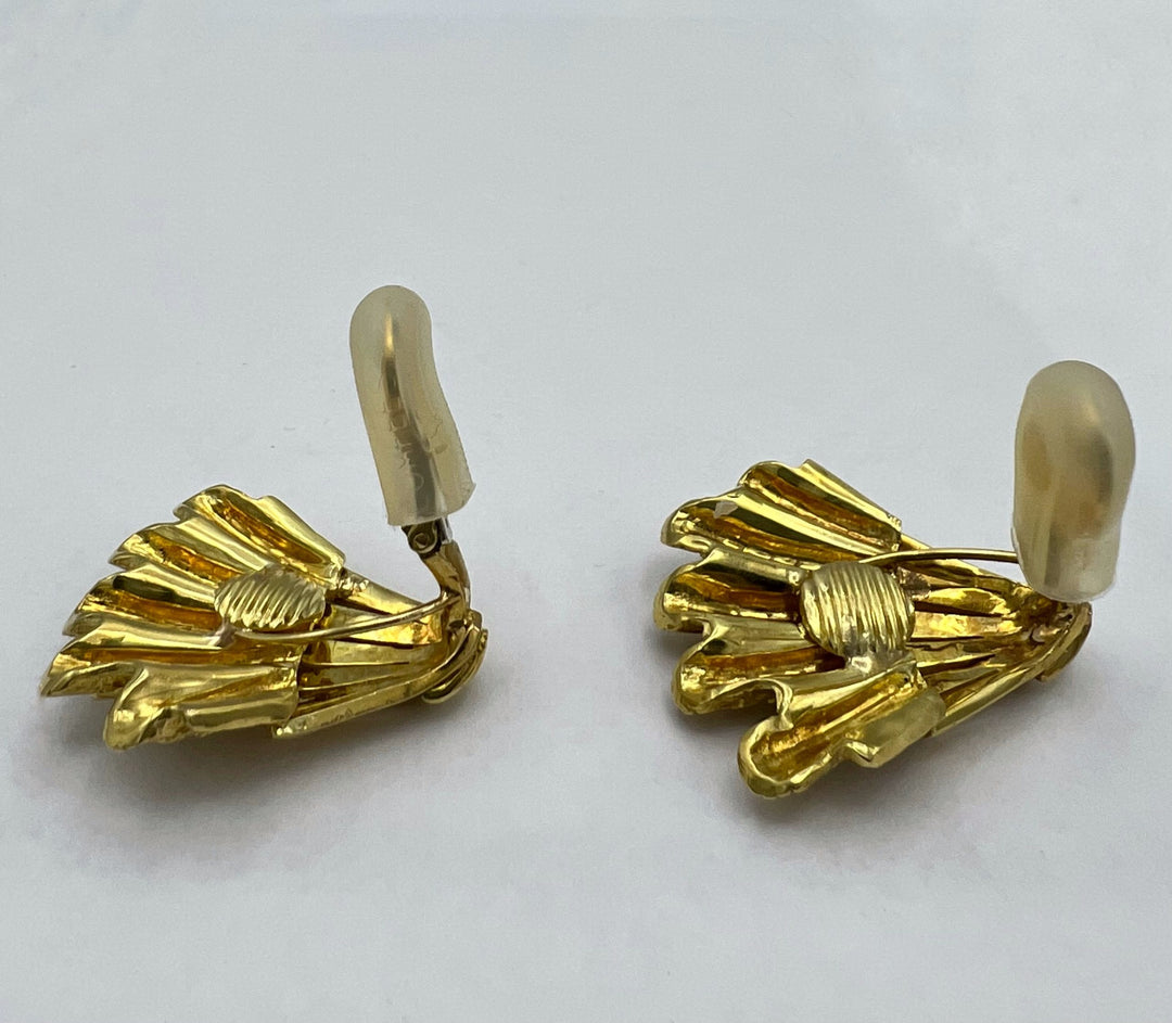 David Webb Gold Earrings, Vintage Shell Earrings