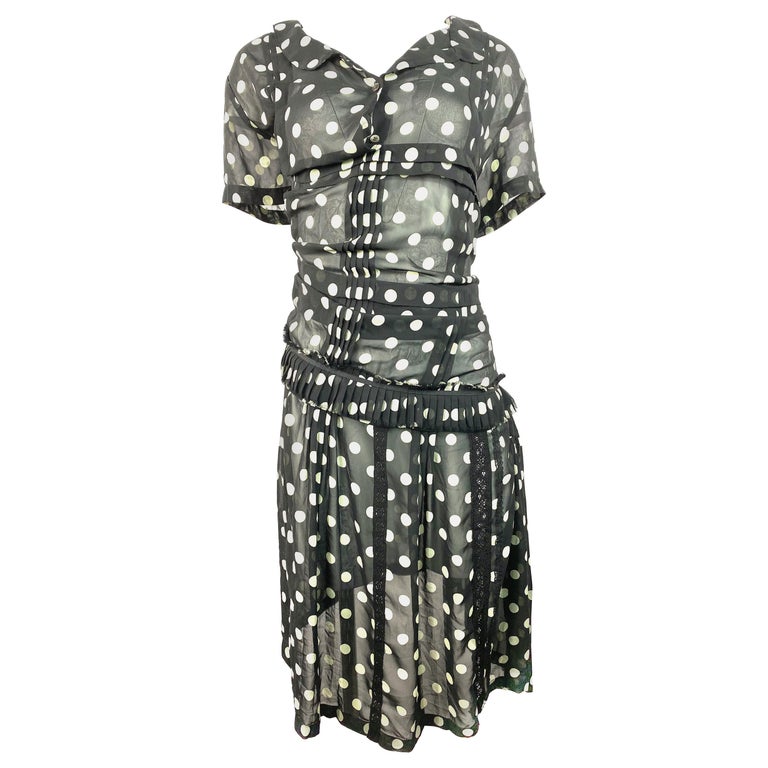 Junya Watanabe Comme des Garcons Black and White Polka Dot Dress Size S
