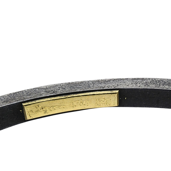 Modern Silver 18k Gold Bangle Bracelet Diamond Accents