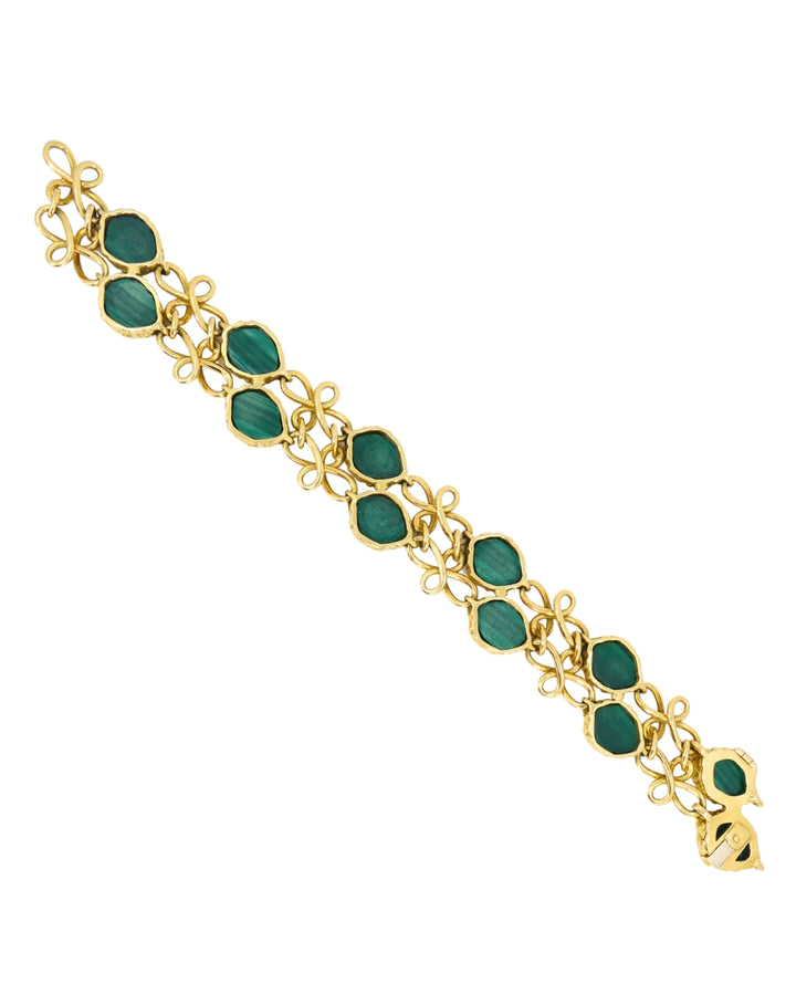 Vintage Malachite Bracelet Attributed to Mauboussin Paris 18k Gold